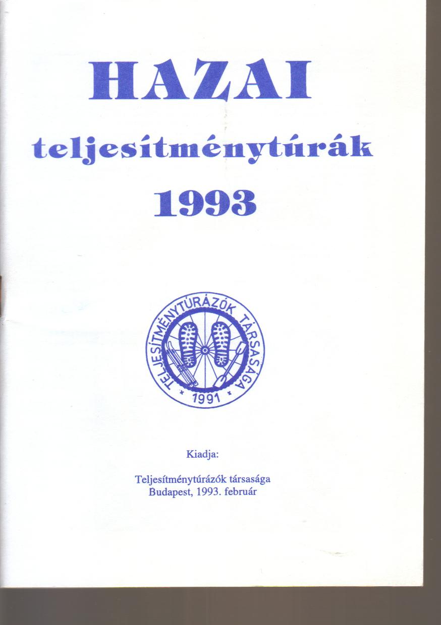 Teljesítménytúra Naptár címlap 1993