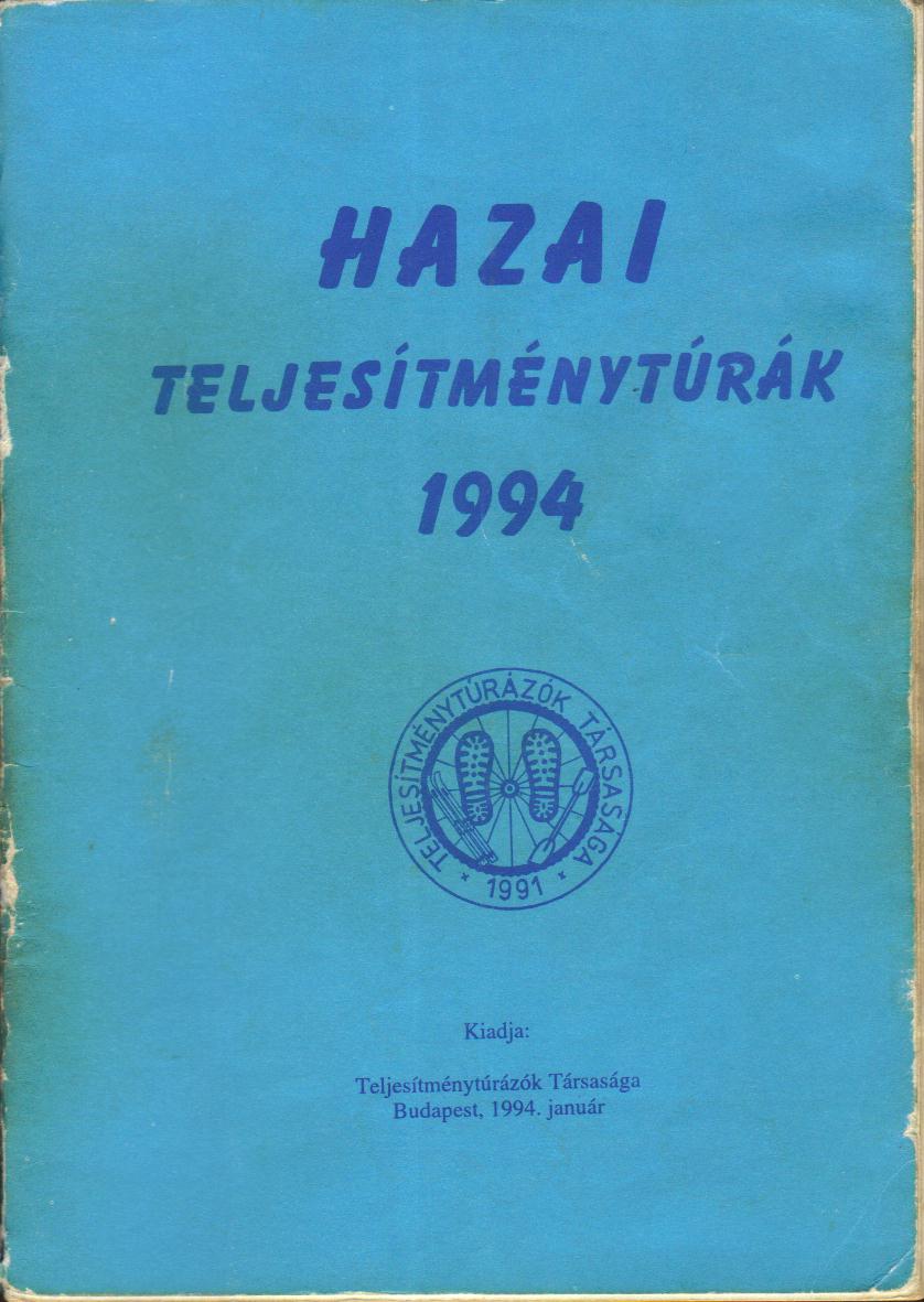Teljesítménytúra Naptár címlap 1994