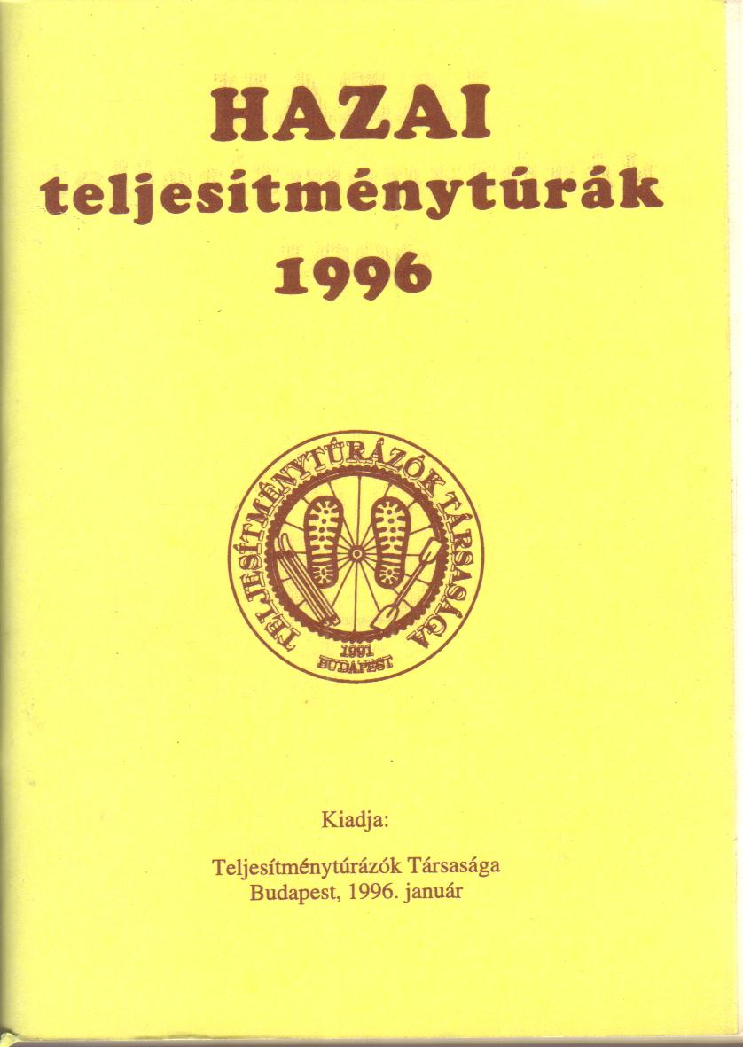 Teljesítménytúra Naptár címlap 1996